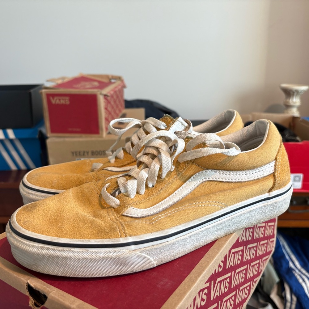 Vans Old Skool Suede Sneakers in Mustard Yellow with White Stripe
